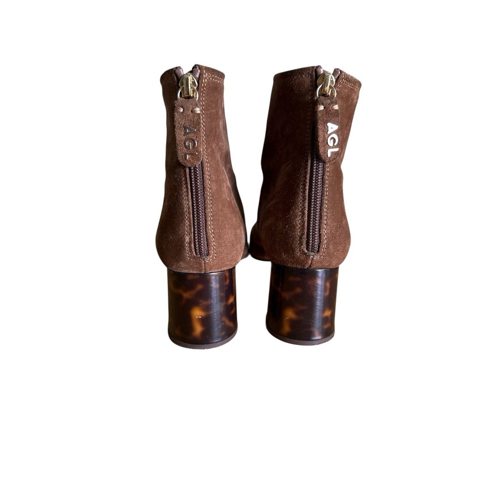 AGL Veta Precious Suede Ankle‎ Bootie Block Heel Women's Size 39 Cognac Brown - Picture 5 of 9